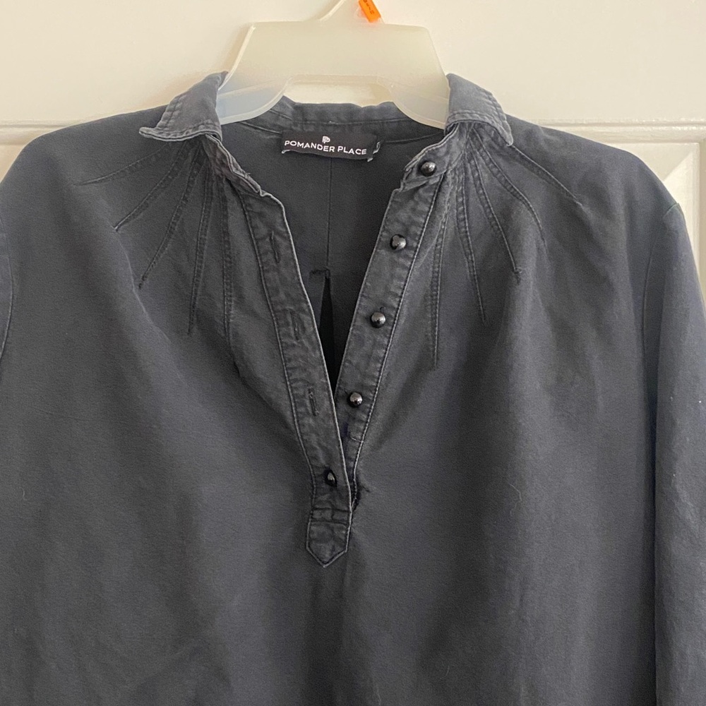 Pomander Place Polly Charcoal Button Down dress